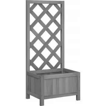 Květináč Květináč s treláží, šedý, masivní jedlové dřevo