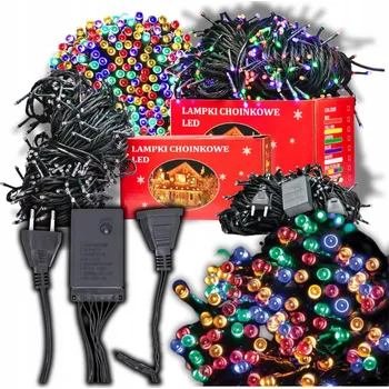 Vánoční dekorace SVĚTELNÝ ŘETĚZ NA VÁNOČNÍ STROMEK VENKOVNÍ VNITŘNÍ 200 LED MULTI BAREVNÝ SILNÝ