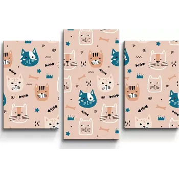 Obraz Sablio Obraz - 3-dílný Barevné kočičky - 75x50 cm