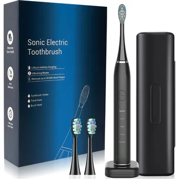 Péče o chrup Sonický Kartáček Elektrický Zubní Kartáček s 5 Režimy Vibrací + 3 Náhradní Hlavice