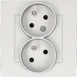 Zásuvka silová 2 násobná typ E, s uzemněním, se clonkami, pootočená, 16 A / 230 V~,, Simon 55 TGZ2TSZ/143, hliníková