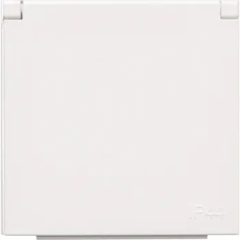 Elektrická zásuvka Kryt zásuvky silové 1 násobné, s uzemněním, IP44, víčko v barvě krytu, antibakteriální, Simon 55 TGZ1BUZP/111, bílá