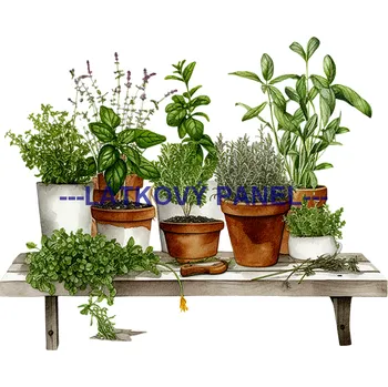 Látkový panel - Bylinky - BY-17 Velikost: 20x20cm, Materiál: Kočárkovina