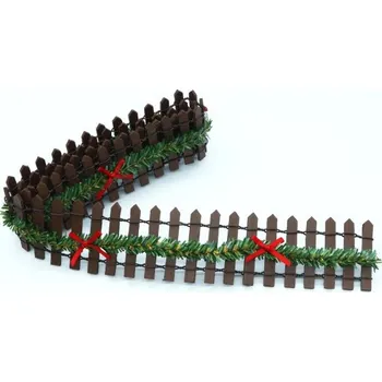 Vánoční dekorace Vánoční dřevěný plot 90 cm x 5 m Malá interiérová vánoční dekorace z přírodního dřeva Ozdobný plot k aranžování svátečních dekorací v bytě hnědá