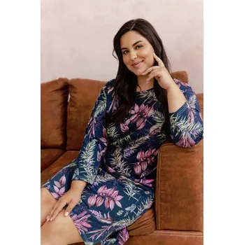 Dámské noční prádlo Taro košile noční dámská Vivian 3014 dlouhý rukáv před kolena velikost XXL