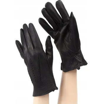 Rukavice Pánské kožené rukavice zateplené vlnou zimní černé rS Prius 2001