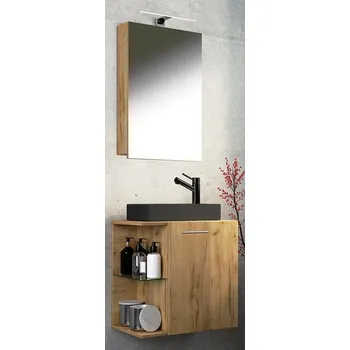 Koupelnový nábytek Vcm Koupelnová sestava Hausa, dub medový/černá