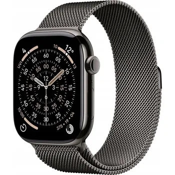 Chytré hodinky Apple Watch Series 11 GPS + Cellular 46mm Břidlicově šedý titan s břidlicově šedým milánským tahem - S/M MFD34MP/A