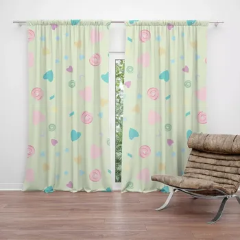 Závěs Sablio Závěs Srdíčka a spirály: 2ks 140x250cm