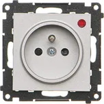 Zásuvka silová 1 násobná typ E, s uzemněním, se clonkami, s přepěťovou ochranou, Simon 55 TGZ1CZ.01P/143, hliníková