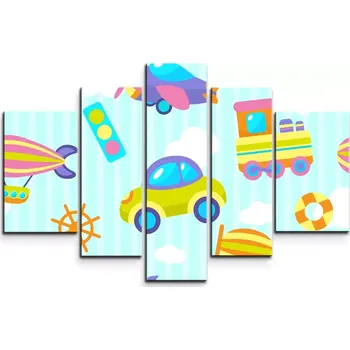 Obraz Sablio Obraz - 5-dílný Autíčka - 125x90 cm