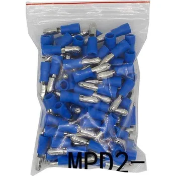 Síťový kabel Konektor KOLÍK 4mm modrý, kabel 1,5-2,5mm2, balení 100ks