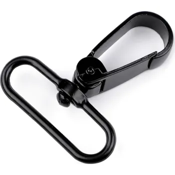 Kovová karabina otočná, průvlek 39 mm, střední, 6 černý lak