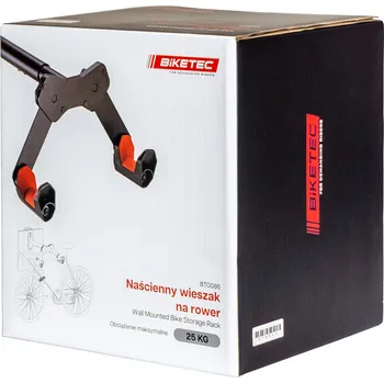 Nářadí na motocykly BIKETEC závěs stěna na kolo (WALL BIKE RACK) ocel lakované práškový barva černá, PLASTIK červená (BIKETEC závěs stěna na kolo (WALL BIKE RACK) ocel lakované práškový barva černá, PLASTIK červená)