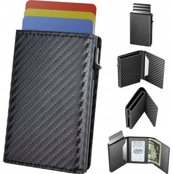 Peněženka Pánská peněženka na karty s RFID blokováním z karbonových vláken, Černá