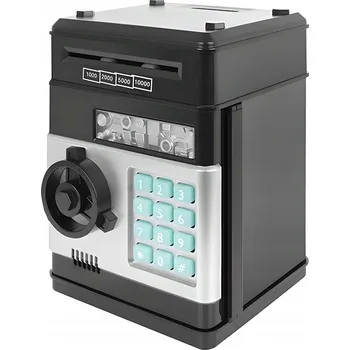 Pokladnička Pokladnička RETOO černá plastová s PIN kódem a automatickým vkládáním bankovek