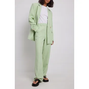 Dámské kalhoty NA-KD elegantní dámské kalhoty rovného střihu dlouhé zelené velikost 36