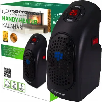 Teplovzdušný ventilátor Elektrický ohřívač Esperanza 400 W černý 85 x 177 mm