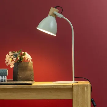 Lampička Brilliant 94555/63 Stolní lampa ERENA zelená + dřevo