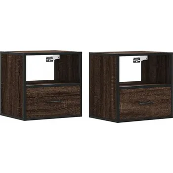 Noční stolek Nástěnné noční stolky 2 ks hnědý dub 40x31x39,5 cm