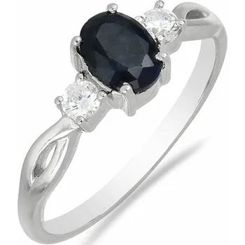 Prsten Prsten stříbrný s broušeným černým safírem a velkými zirkony Ag 925 012108 BLS 62 mm (US 10) 2,1 g