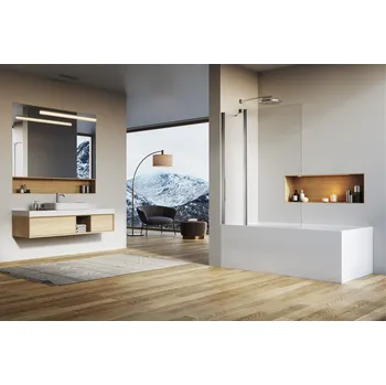 Vanová zástěna SOEB13 - jednodílná vanová zástěna s pevnou stěnou v rovině 100 cm, profil aluchrom SOEB1310050