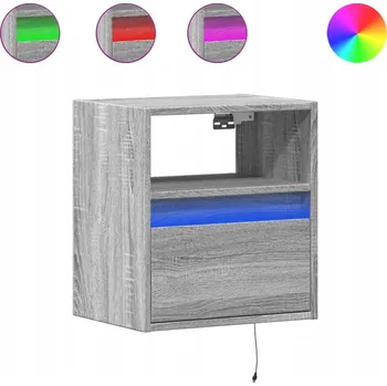 Noční stolek Nástěnný noční stolek s LED osvětlením šedý sonoma