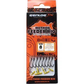 Rybářský háček Návazec GENLOG Method Feeder s push stopem - háček BKK č. 8, šňůra 0.