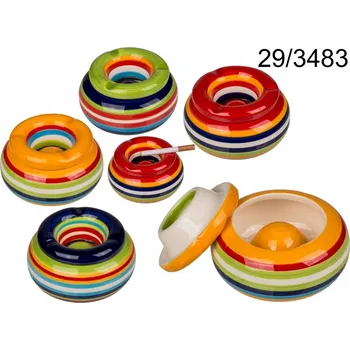 Obraz Keramický popelník donut dvoudílný s proužky
