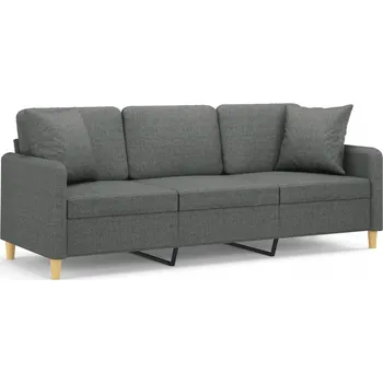 Pohovka Třímístná pohovka s polštáři, tmavě šedá, 180 cm, látková