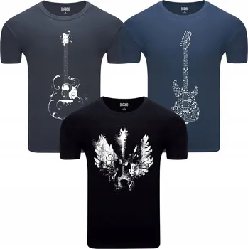 Pánské tričko Sada 3 Pánských Triček pro Kytaristu a Fanouška Hudby Velikost S Mix