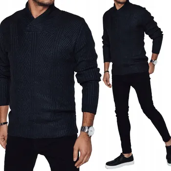 Pánský svetr DStreet svetr wx2257 modrý s výstřihem do V, velikost L