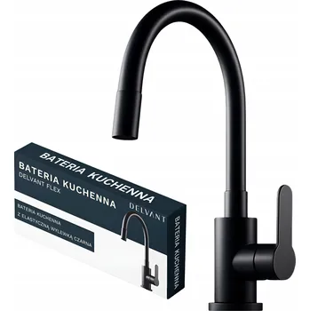 Vodovodní baterie KUCHYŇSKÁ BATERIE s FLEXIBILNÍ RAMÍNKO DŘEZOVÁ KOHOUTEK DELVANT FLEX ČERNÁ