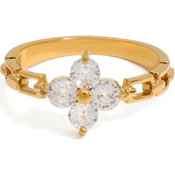 Prsten ELENYS Clover – pozlacený prsten 18K žluté zlato Velikost: 8 (EU: 57-58)