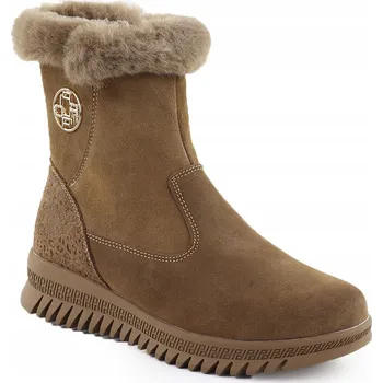 Dámská zimní obuv Dámské kožené semišové kotníkové boty Filippo se zipem kožíšek vel. 37