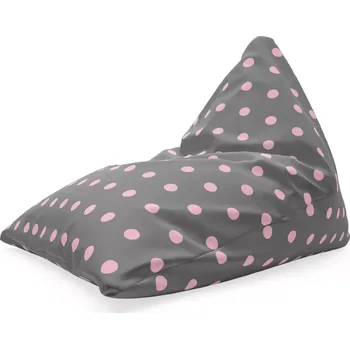 Sedací pytel Sablio Sedací vak Triangl Růžové puntíky na šedé: 120 x 100 x 100 cm