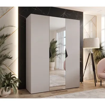 Šatní skříň Třídveřová šatní skříň 150 cm AMARIS 2 - kašmír / černé úchyty