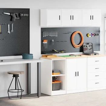 Dílenský stůl vidaXL Garážové skříně 2 ks kompozitní dřevo [3328270] Barva: Bílá
