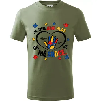 Chlapecké tričko Jsem jeho hlas - Ruka v srdci - Tričko dětské bavlněné - 146 cm/10 let ( Khaki )
