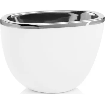 Květináč Keramický Květináč bílý, šedý Polnix 23 cm x 13 x 16 cm