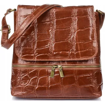 Vera Pelle kabelka kožená kabelka přes rameno z pravé kůže hnědá