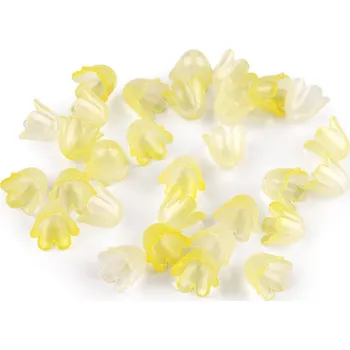 Dětské navlékací korálky Plastové korálky zvoneček / sukýnka tónované 9x11 mm, střední, 1 žlutá světlá