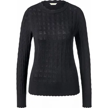Dámský svetr 621892 - Tchibo - Svetr z jemné pleteniny s ažurovým vzorem - pro ženy - vel. XL 48/50 - barva: černá