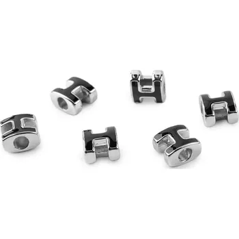 Dětské navlékací korálky Plastové korálky s velkým průvlekem H 10x11 mm, střední, 5 černá