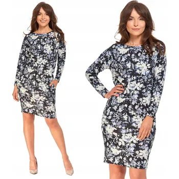 Dámské šaty Pouzdrové Dámské Šaty Barevné s Květinovým Vzorem, Volný Střih, Elegantní MORAJ S