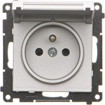 Elektrická zásuvka Zásuvka silová 1 násobná typ E, IP44, bez těsnění, víčko v barvě krytu,16 A /, Simon 55 TGZ1BCUZ.01/143, hliníková