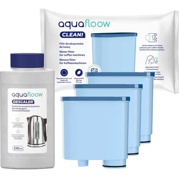 Filtr do kávovaru AquaFloow: 3x vodní filtr pro kávovary Philips Saeco + odvápňovač 250 ml