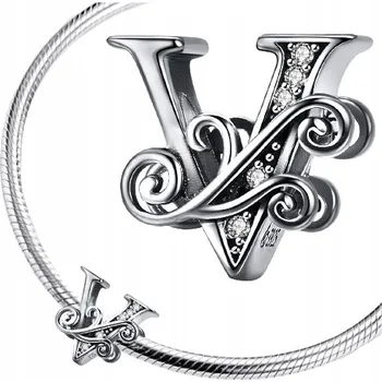 Přívěsek CHARMS přívěsek PÍSMENO V korálek STŘÍBRO 925 beads