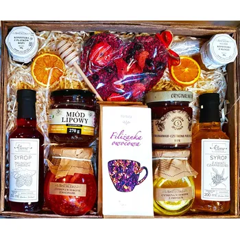 Dárkový potravinový koš Spichlerz zdrowia DÁRKOVÝ KOŠ Čaj Konfitury KOŠ90