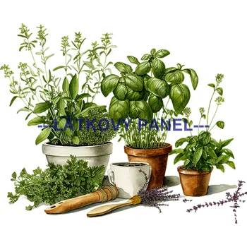 Látkový panel - Bylinky - BY-13 Velikost: 20x20cm, Materiál: Kočárkovina